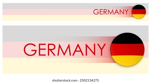 Deutschland Flagge horizontale Web-Banner im modernen Neomorphismus Stil. Startseite Deutschland Länder-Header-Button für mobile Applikation oder Internet-Site. Vektorgrafik