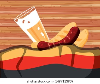 germany flag with hot dog oktoberfest food