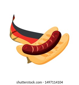 germany flag with hot dog oktoberfest food