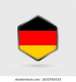 Germany Flag Icon in Hexagon Shape.