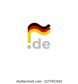 Germany flag icon. Original simple design of the German flag on a white background, place for text. Design element, template national poster with de domain. State patriotic banner of germany. Vector