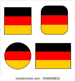 Germany Flag icon set European push button concepts rectangle, square, circle and rounded.	