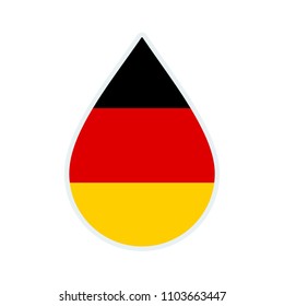 Germany flag icon. Water icon. Drop water. Germany badge. Flag drop.