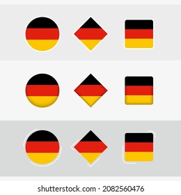 Deutschland Flaggen-Symbole gesetzt, Vektorflagge von Deutschland. Drei Versionen von Icon.