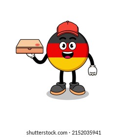 germany flag illustration as a pizza deliveryman , character design