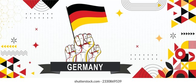 Germany flag independence day geometric Country web banner. corporate abstract background design with flag theme. Country Vector Illustration