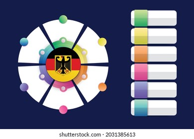 Germany Flag with Infographic Design Incorporate with divided round shape. Vector illustration.