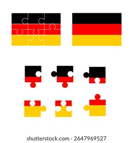 Germany flag  jigsaw puzzle background, 2x3 puzzle template, isolated on white, vector illustration.