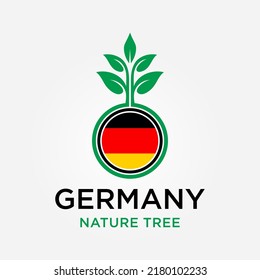 Bandera de Alemania icono del logo de la hoja, símbolo del logo de la nación de la naturaleza plantilla vectorial, logo de la nación de árbol