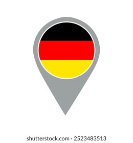 germany flag location pin, flag application, Flag on Location Pin, graphic design, map pointer, vector illustration.