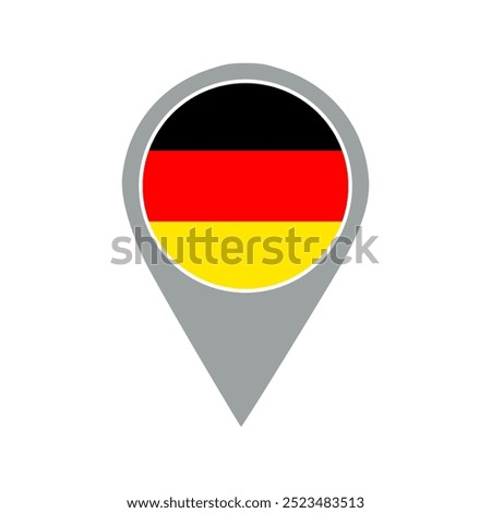 germany flag location pin, flag application, Flag on Location Pin, graphic design, map pointer, vector illustration.