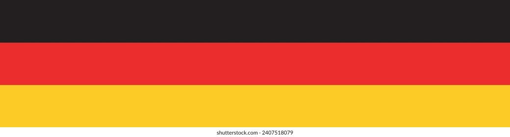 Bandera de Alemania. Una larga pancarta. Icono de marca. Color estándar. Bandera rectangular. Ilustración del equipo. Ilustración digital. Ilustración vectorial.