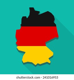Germany flag long shadow map icon 