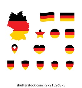 Germany Flag and Map Icon Set National Symbols in Multiple Graphic Styles for Design and Education
