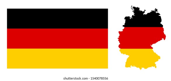 Germany flag and map on a white background
