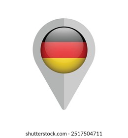 Germany flag map pin isolated icon vector illustration. Germany countries location point, sign shape.