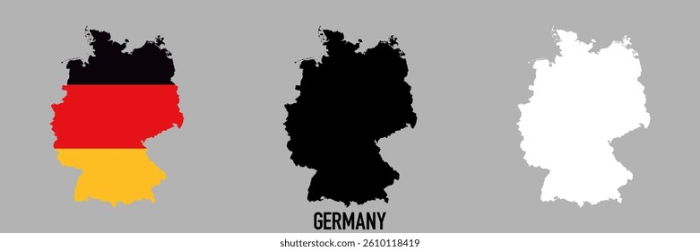 Germany flag and map shape black and gray color