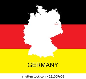 Germany flag with map .Vector illustration.