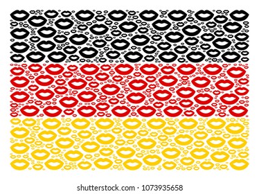 Germany Flag mosaic designed of sexy lips icons. Vector sexy lips icons are united into mosaic Germany flag illustration.