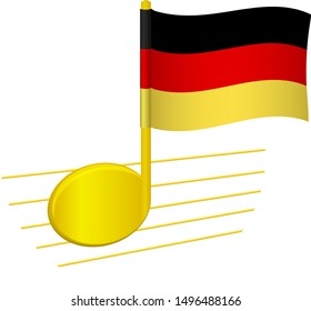 Germany flag and musical note. Music background. National flag of Germany and music festival concept vector illustration