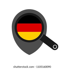 Germany flag and navigation icon.Germany here. map pointer