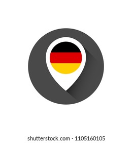 Germany flag and navigation icon.Germany here. map pointer