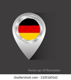 Germany flag and navigation icon.Germany here. map pointer