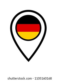 Germany flag and navigation icon.Germany here. map pointer