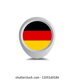Germany flag and navigation icon.Germany here. map pointer