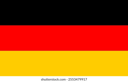 Germany flag in official colors, dimensions and aspect ratio. Vector flag symbolizing national pride, identity, heritage, patriotism and authority