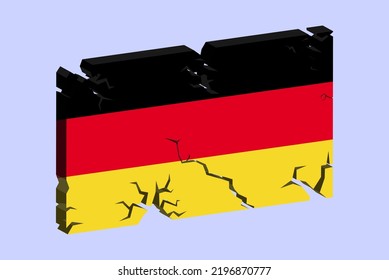 Germany flag on 3D cracked wall vector, fracture pattern, Germany earthquake, country flag with cracked texture, Switzerland national issues concept, logo idea