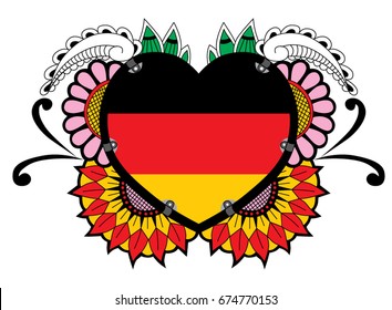 Germany flag with on doodle love