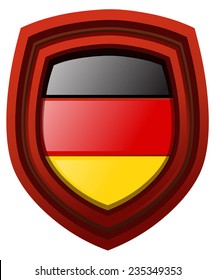 Germany Flag on a Double Framed Red Shield, Vector Illustration isolated on White Background. 