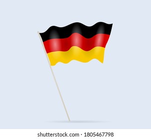 Germany flag on flagpole waving in the wind. Vector illustration.