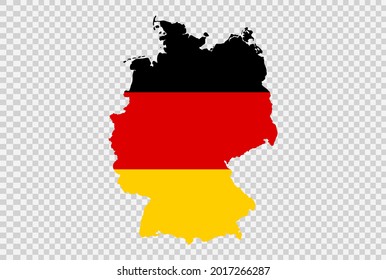 Bandera de Alemania en el mapa aislado sobre fondo png o transparente,Símbolo de Alemania,plantilla para banner,tarjeta,publicidad ,promoción, comercial de TV,ilustración vectorial, principal país ganador del deporte de oro  