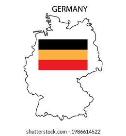 Germany flag on map. Germany map vector. World map icon. Vector illustration. Stock image.