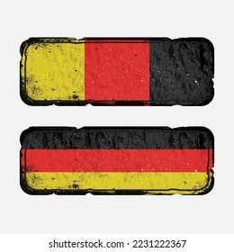 Bandera de Alemania en la vieja placa de metal de la licencia de rucidez de grano 