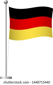 Germany flag on pole. Metal flagpole. National flag of Germany vector illustration