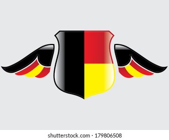 germany  flag on shield with wings