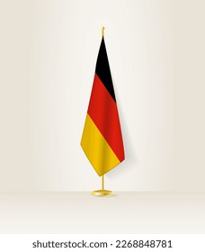 Deutschland flaggt auf einem Flaggenstand. Vektorgrafik.