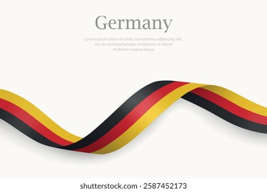 Germany flag on Waving ribbon. Template for independence day