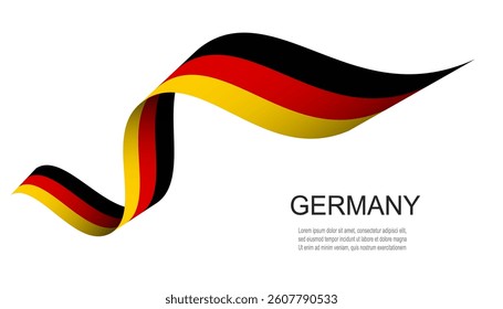 Germany flag on Waving ribbon, Germany Independence Day Vector Illustration.