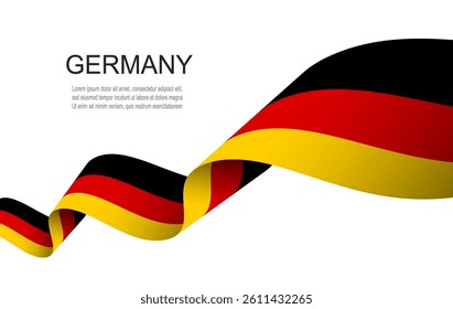 Germany flag on Waving ribbon, Germany Independence Day Vector Illustration.
