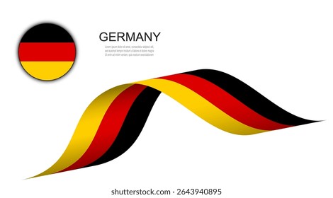 Bandeira da Alemanha em fita ondulada e botão de círculo, a Alemanha bandeiras ilustração de design de vetor.