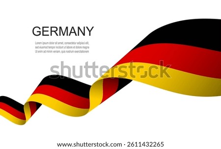 Germany flag on Waving ribbon, Germany Independence Day Vector Illustration.