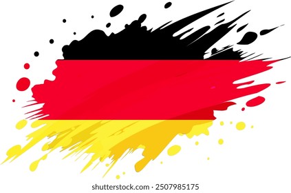 Bandera de Alemania pintada con trazo de pincel Grunge, estilo de bandera de acuarela.