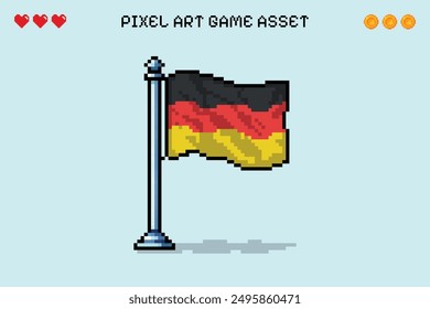 Germany flag pixel art retro video game 2d asset illustration isolated vectorial euro berlin