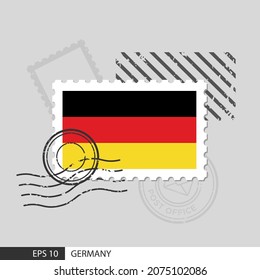 Germany flag postage stamp. Isolated vector illustration on grey post stamp background and specify is vector eps10.