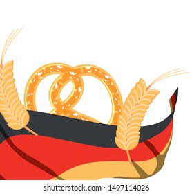 germany flag with pretzel oktoberfest food