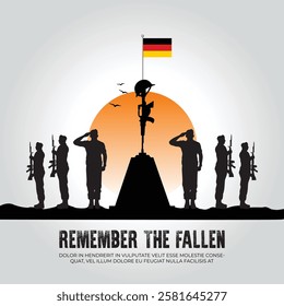 Germany flag in remember the fallen flag for morning sun and army design